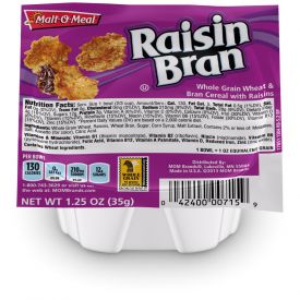 Malt O Meal Raisin Bran Cereal Bowls 1.25oz.